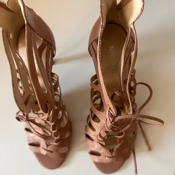 Nine West Elegant Tan Strappy Heels - Picture 2 of 12
